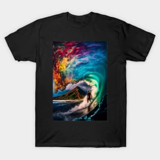 rainbow wave surfer T-Shirt